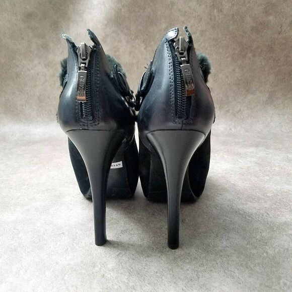 Guess Womens Oleta Sz 8 M Black Suede 4.5" Heeled Ankle Boot Platform Booties - Picture 6 of 10